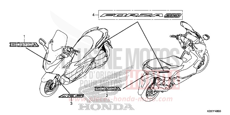 MARQUE/EMBLEME de Forza 300 MAT PEARL COOL WHITE (NHB44) 2019